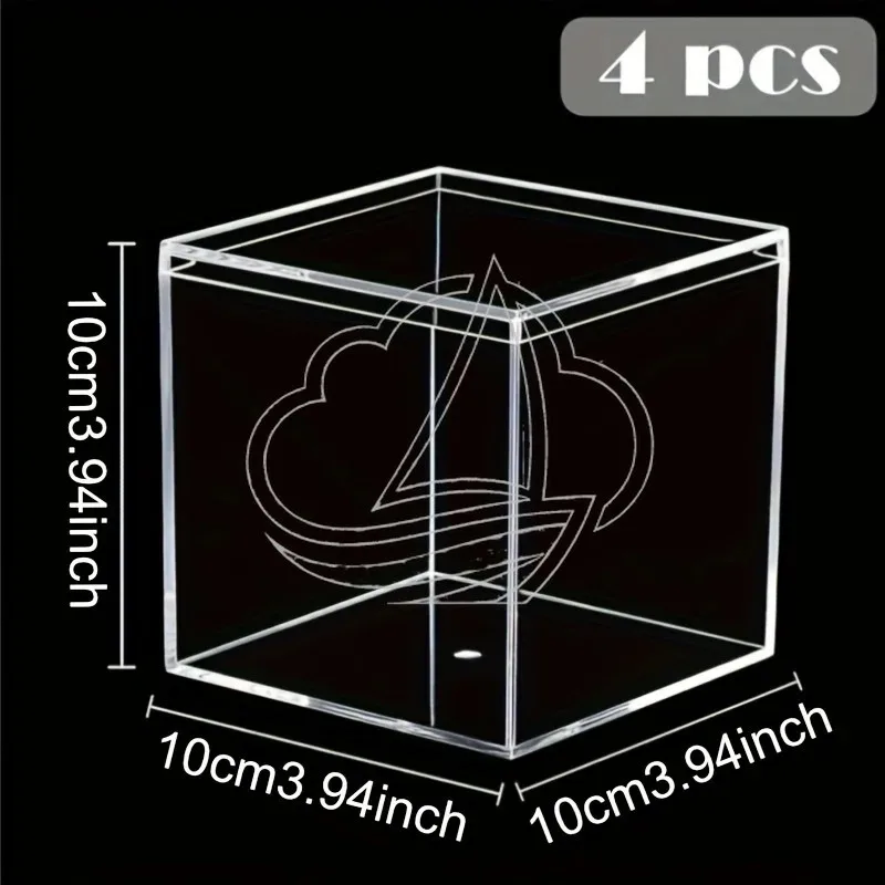 4/6/8 Pack Clear Acrylic Box with Lid Square Cube Storage Organizer 10x10x10cm Transparent Display Boxes