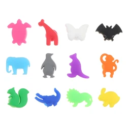 12pcs Suction Cup Silicone Animals wine charms glass markers