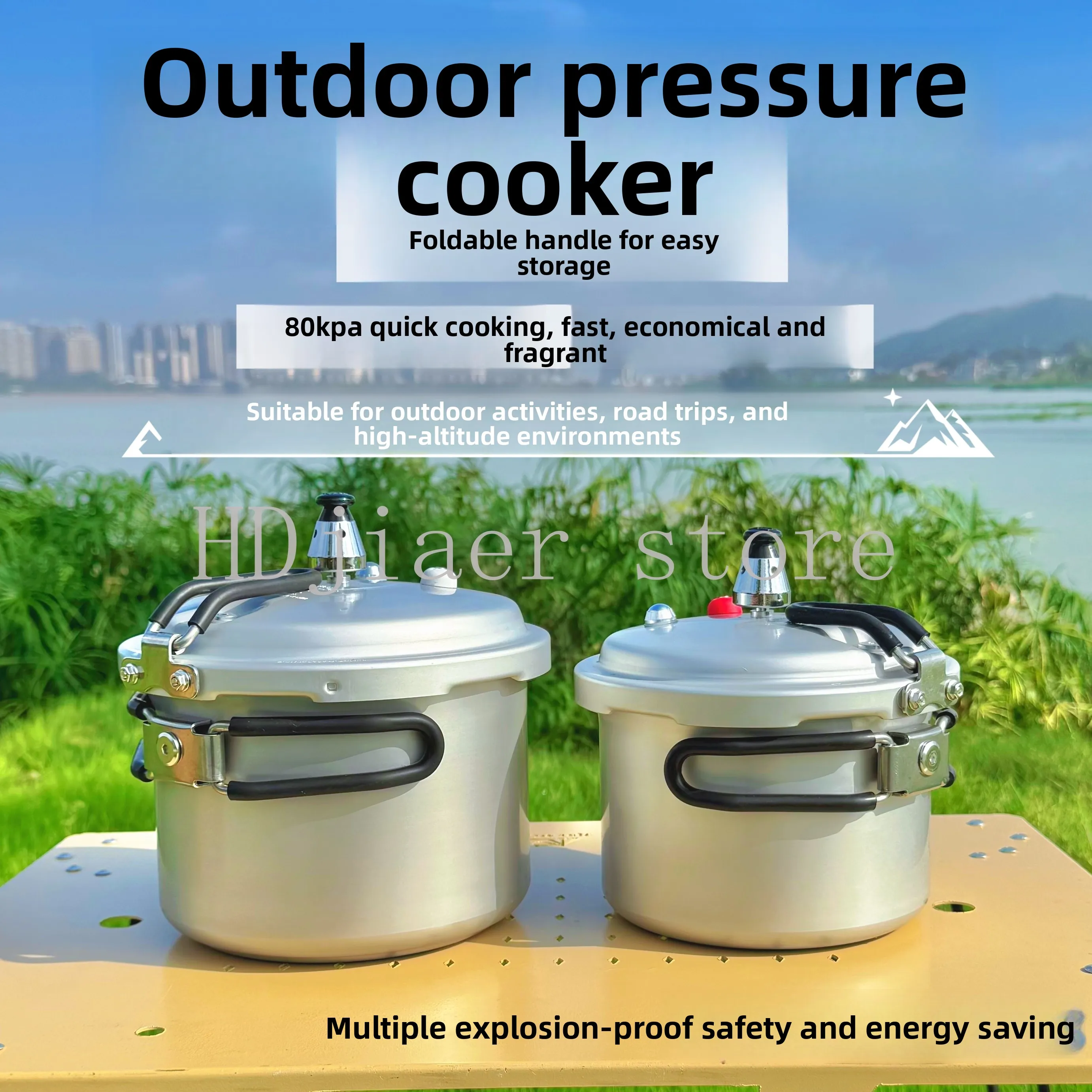 

80Kpa Outdoor Mini Folding Pressure Cooker, for Camping, Picnics and High-Altitude Quick Cooking