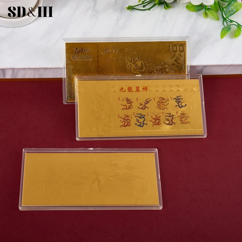 2024 Dragon Year Note Coin Gold Plated Celebrating Commemorative Notes For Collection Home Decor Lucky Bag Guest Gift Crafts