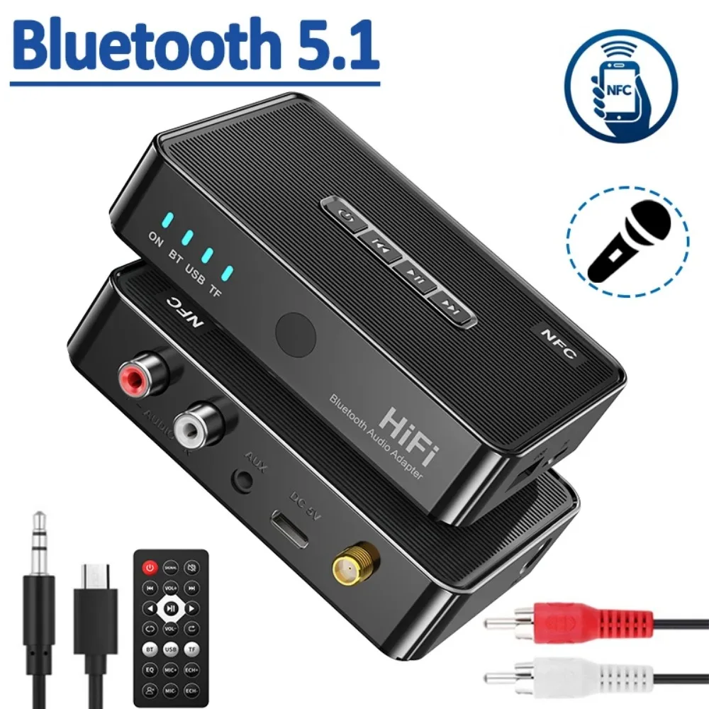 

NFC Bluetooth Receiver BT 5.1 Stereo AUX 3.5mm Jack RCA Wireless Music Audio Adapter 6.5mm Micrphone Sing For Speaker Amplifier