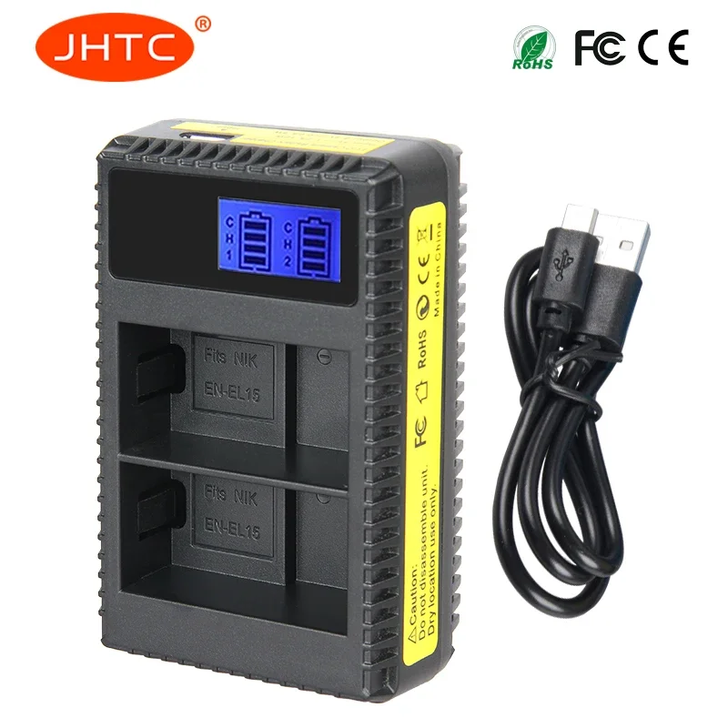 شاحن EN-EL15 ENEL15 مع كابل USB لنيكون 1V1 D600 D610 D750 D800 D810 D810A EN EL15 ملحقات الكاميرا شاحن بطارية