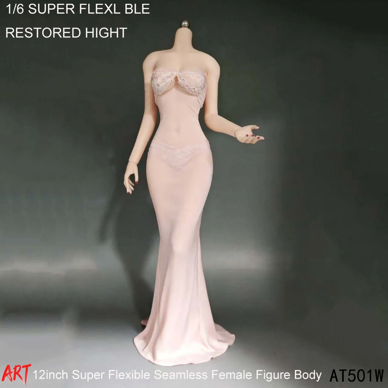 

AT501W 12in Female Medium Breast Slender Waist Body Seamless Flexible Action Figures Doll Pale Skin Fit for 1/6 Head Sculpt Toy