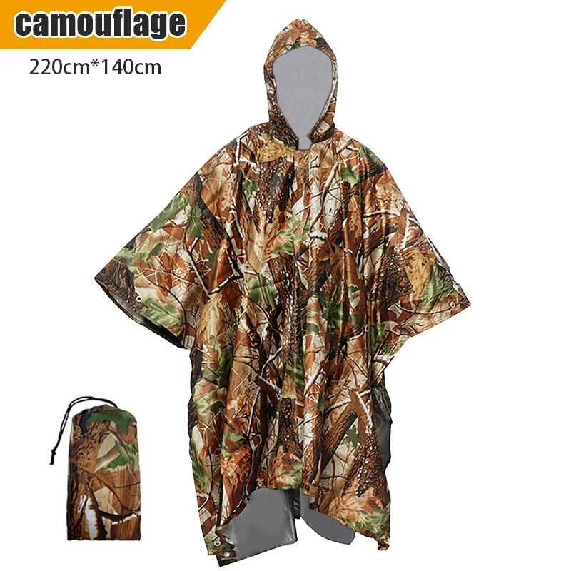 3 in 1 Multifunctional Raincoat Waterproof Rain Poncho Jacket Hiking Rain Cover Outdoor Awning Tent Mat Camping Clothes Rainwear