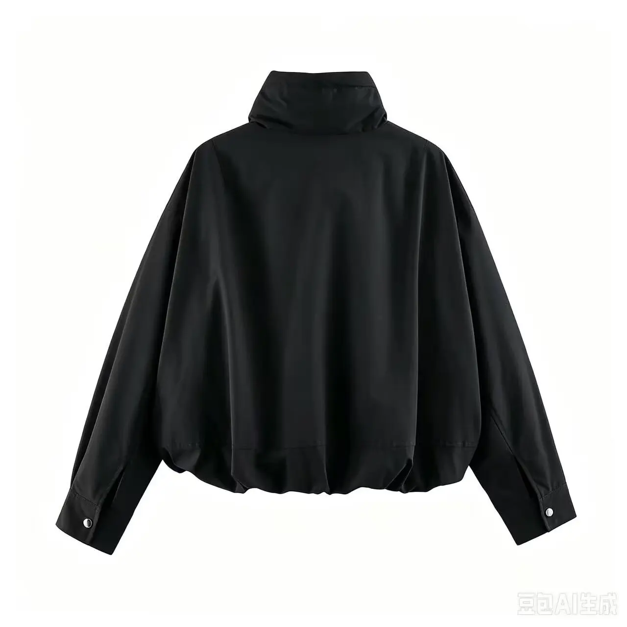 BSAY 2026 Herbst Damen Kurze Gefütterte Jacke Stehkragen Kordelzug am Saum Reißverschluss Langarm Locker Lässig mit Taschen Oberbekleidung Mantel – Detail 10