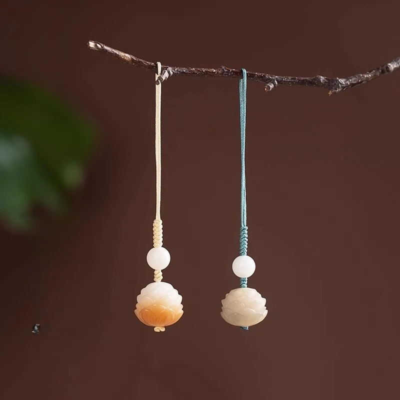 Gradient Bodhi Lotus Mobile U Disk Hanging Decoration Ancient Zen Style Bag Car Keychain Pendant Accessories