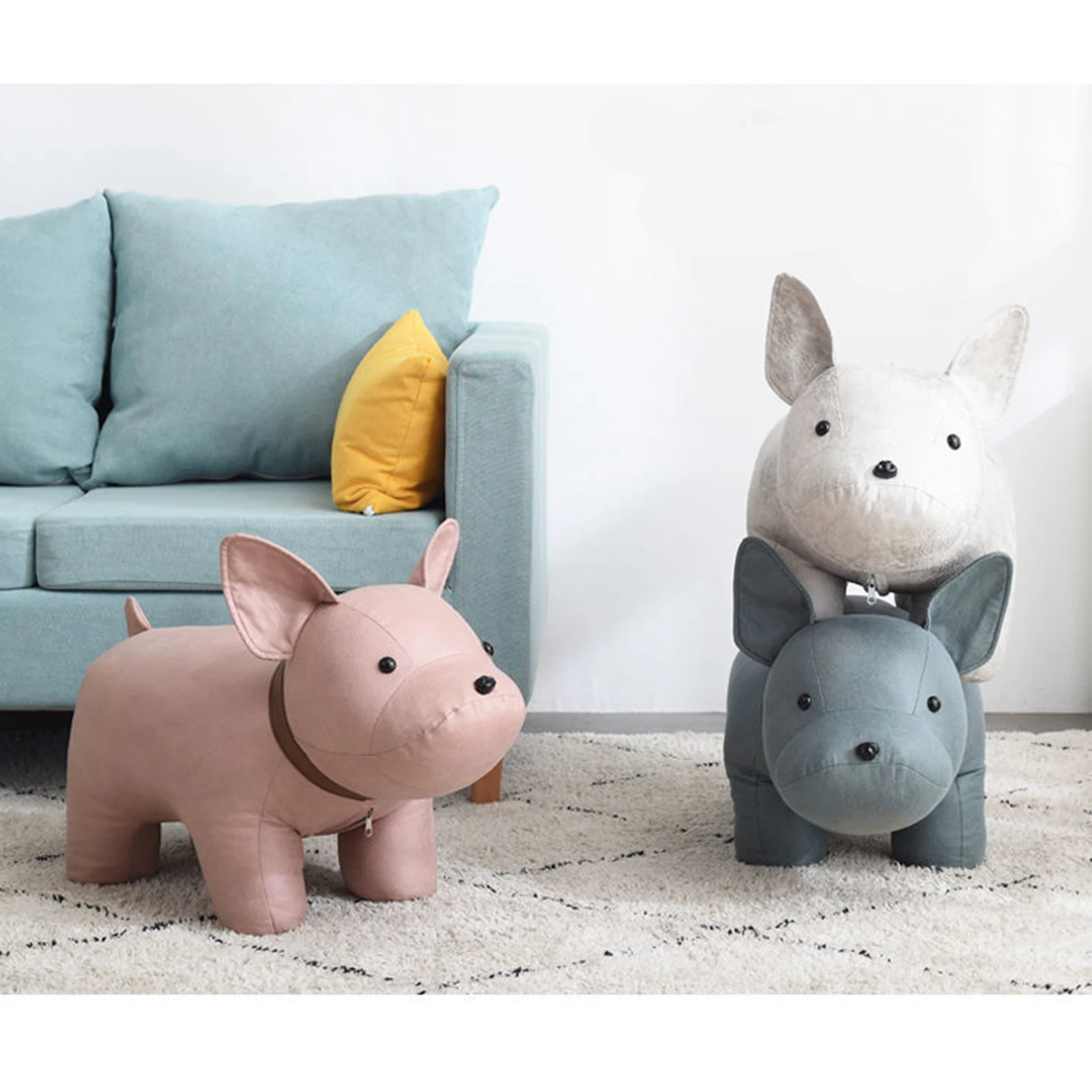 Sofa Tea Stool Cute Cartoon Animal Stool Wood Ottoman Stool Animal Footstool Creative Sofa for Living Room Housewarming Gift