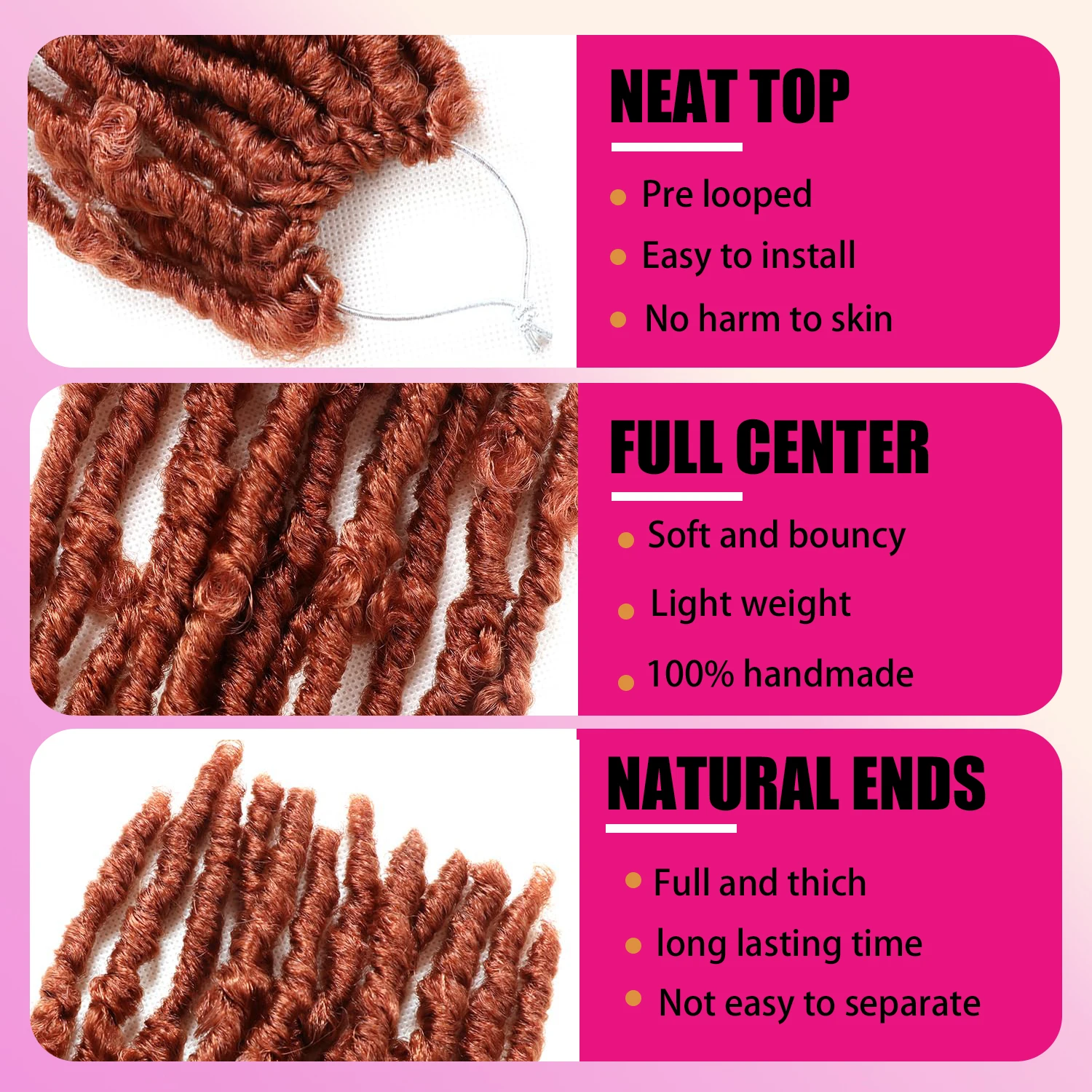 Butterfly Locs Capelli all'uncinetto Pre loop 10/14 pollici Locs corti in difficoltà Locs sintetici morbidi Trecce all'uncinetto Estensioni dei capelli