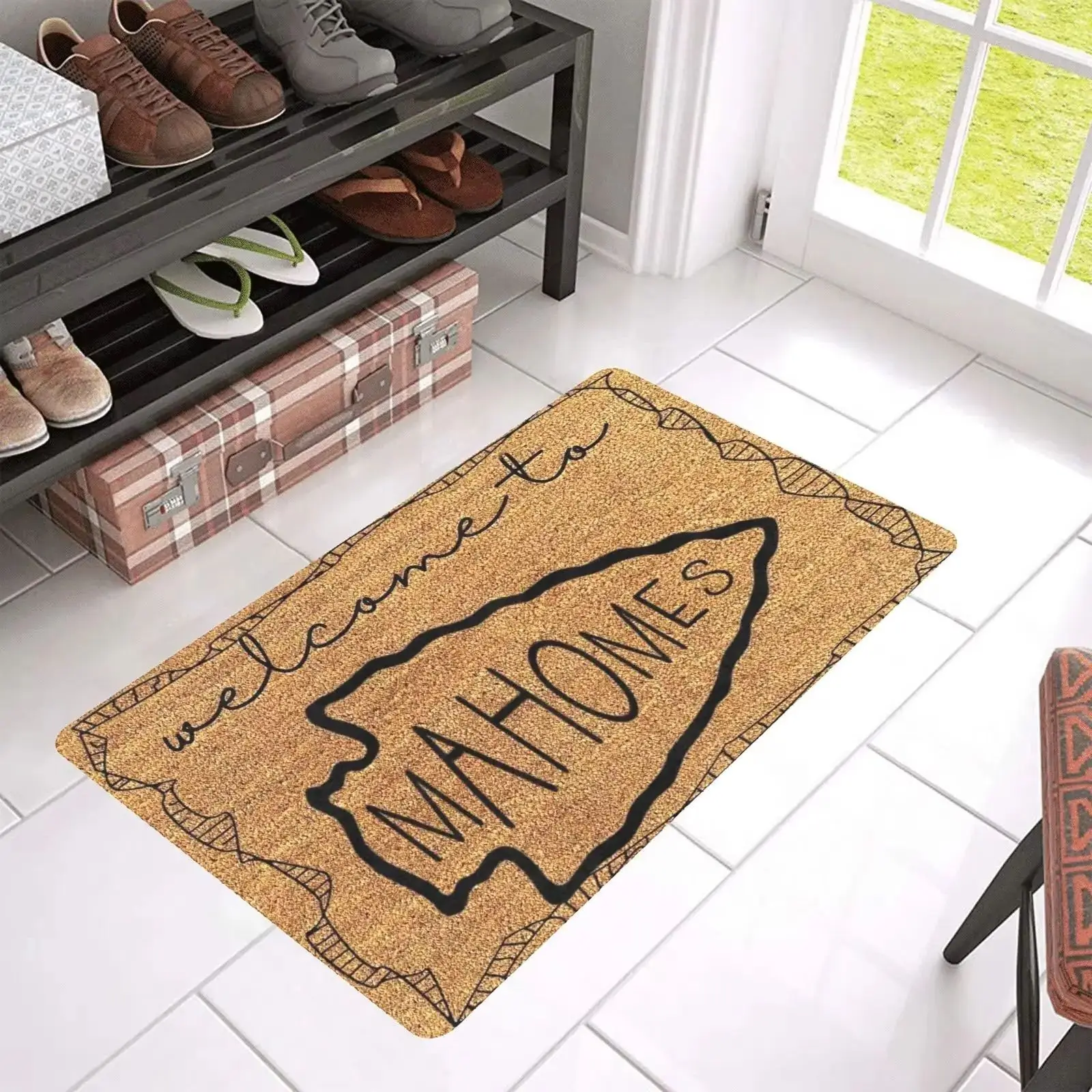 Welcome to Mahomes Entrance Doormat,Non-Slip Rubber Floor Mat, Housewarming Welcome Door Mat for Outdoor Entryway, Kitchen Mat