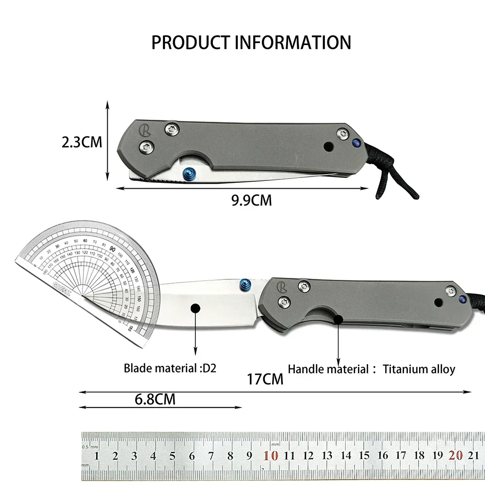 Chris Reeve Tactical D2 Blade Folding Pocket Knife Titanium Alloy Handle Camping Survival Pocket Knives EDC Multi-purpose Tools