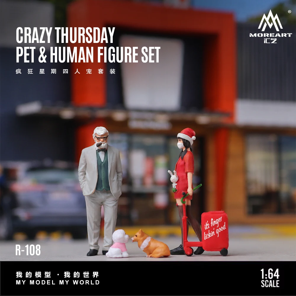 *Précommande* MoreArt 1:64 Mini Daily Scene Resin Model Set Figurine humaine avec compagnon animal de compagnie Petites poupées pour collection et exposition