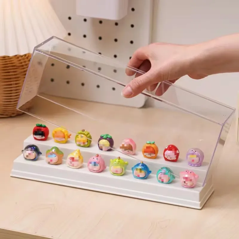 Transparent Acrylic Showcase Box with Protective Dust Cover for Tiny Collectibles and Mini Statues