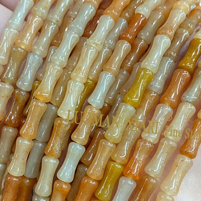 6X10Mm Natuursteen Gobi Gouden Zijde Jade Losse Bamboe Spacer Kralen Voor Sieraden Maken Diy Armbanden Oorbellen Accessoires 15''