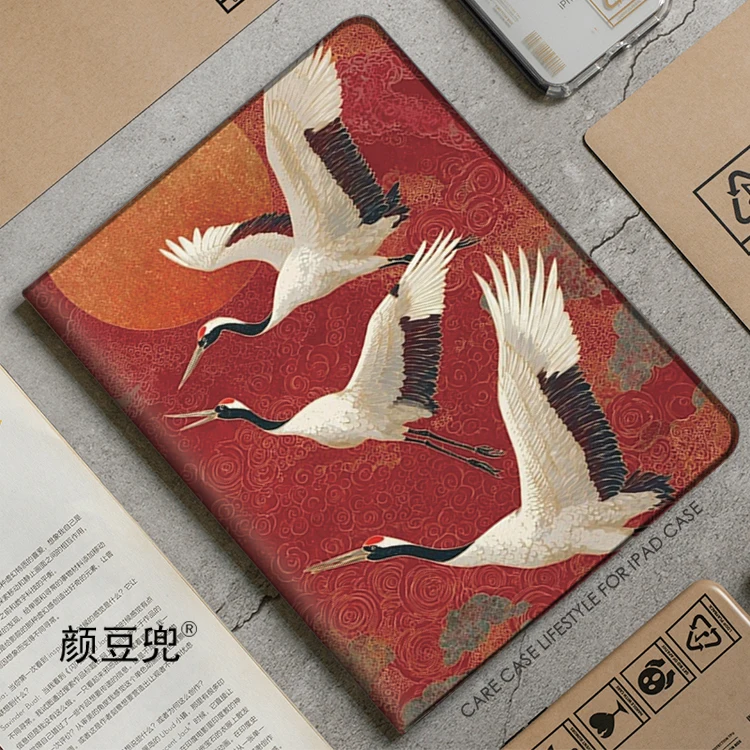 

Crane Anime New Chinese Style Case For iPad 10.2 8th 10th Air 4 5th Mini 5 6th Case Luxury Silicone For iPad Pro 11 12.9 13 inch