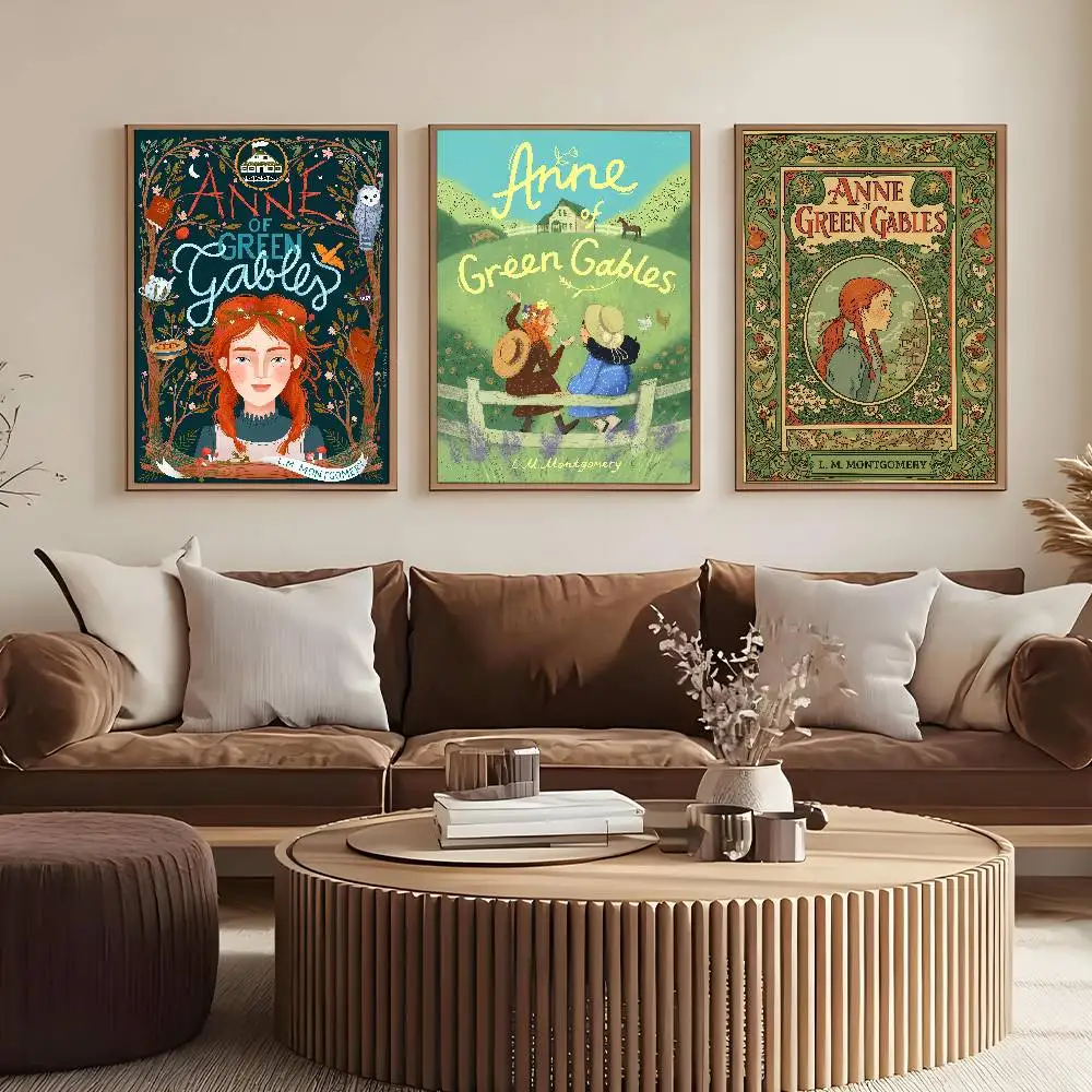 Póster con ilustraciones de la novela Anne of Green Gables, pinturas HD, impresiones autoadhesivas, decoración para el hogar, dormitorio, sala de estar, regalo vintage