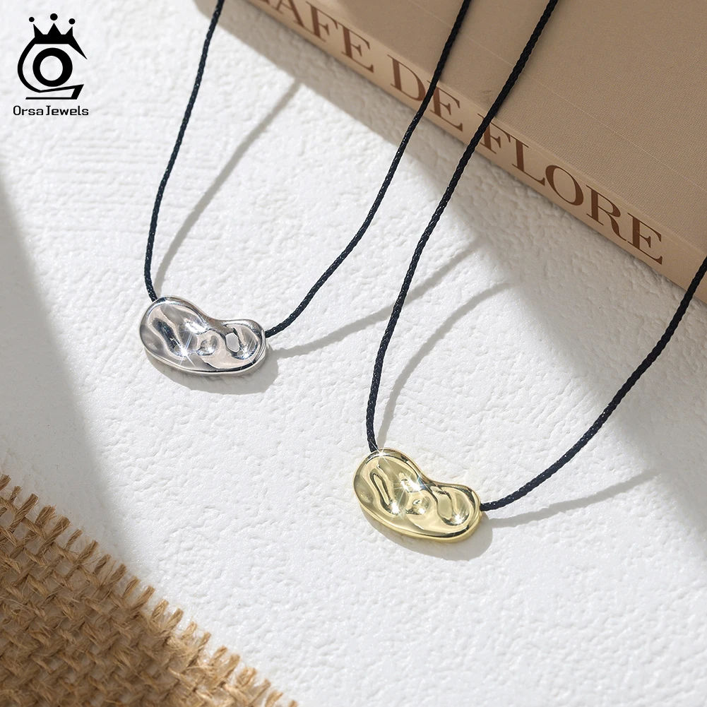 

ORSA JEWELS 925 Sterling Silver Geometric Necklace for Women Irregualr Pendant Necklace Bohemian Adjustable Chain Jewelry GAN08