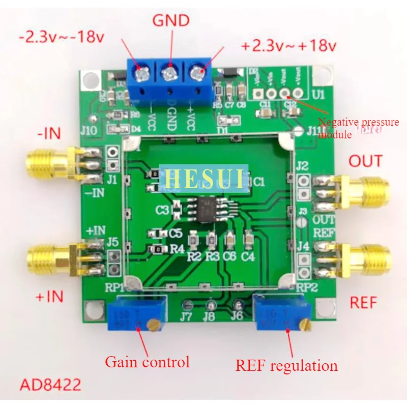 AD8422 Instrument amplifier module millivolt microvolt small signal with shielding box single and dual power supply