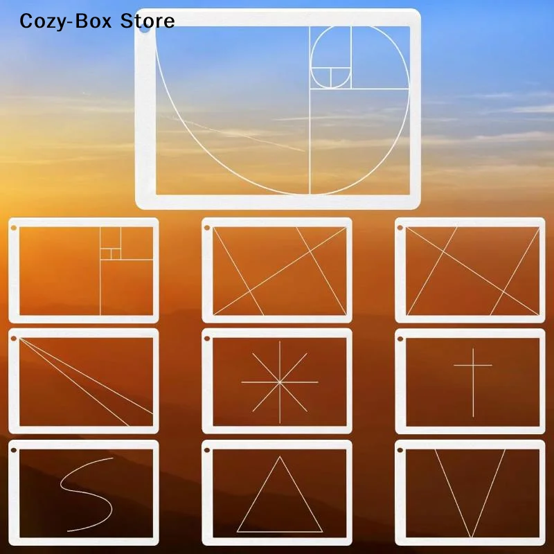 [ZY]1/3Pcs Viewer Positioning Ruler Viewfinders Fibonacci Composition View Finder Golden Ratio Photo Viewing Positioning Ruler