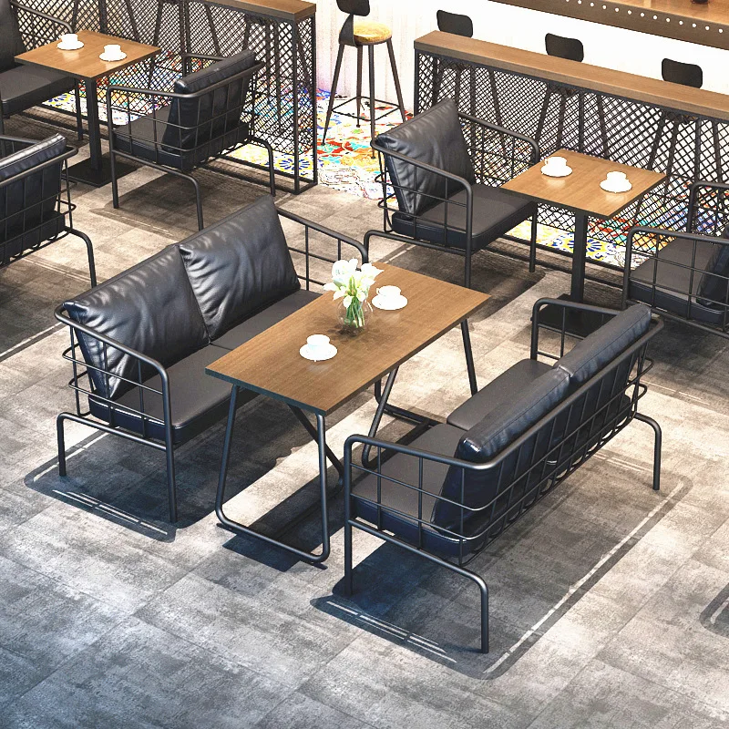 American industrial style iron art music bar bar casual two-seater sofa café reception