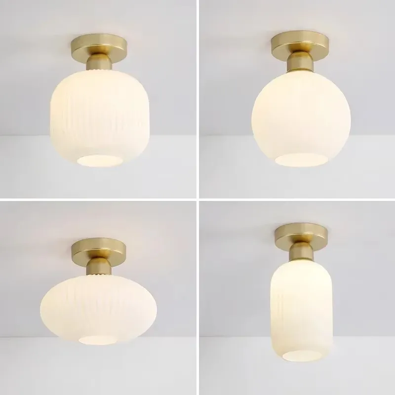 

Modern Copper LED Ceiling Light Minimalist Cream Hallway Lamp for Entrance Living Room & Bedroom Dressing Room Lighting
