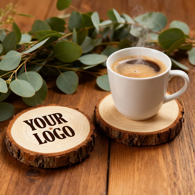 

1/10PCS Personalized Coaster for Your Logo, Round Wooden Coasters Custom Coasters Natural Wood Coaster, Wooden Coffee Coasters