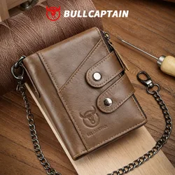BULLCAPTAIN Men's Zipper Wallet Rfid Wallet Multifunction Storage Bag Coin Purse Wallet's Card Bags Genuine Leather Purse Male