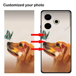 Tecno Pova 6 Neo 블랙 커버용 DIY 사진 이름 맞춤형 휴대폰 케이스, Tecno POVA 5 PRO Neo 3 케이스 사진 텍스트 디자인 펀다
