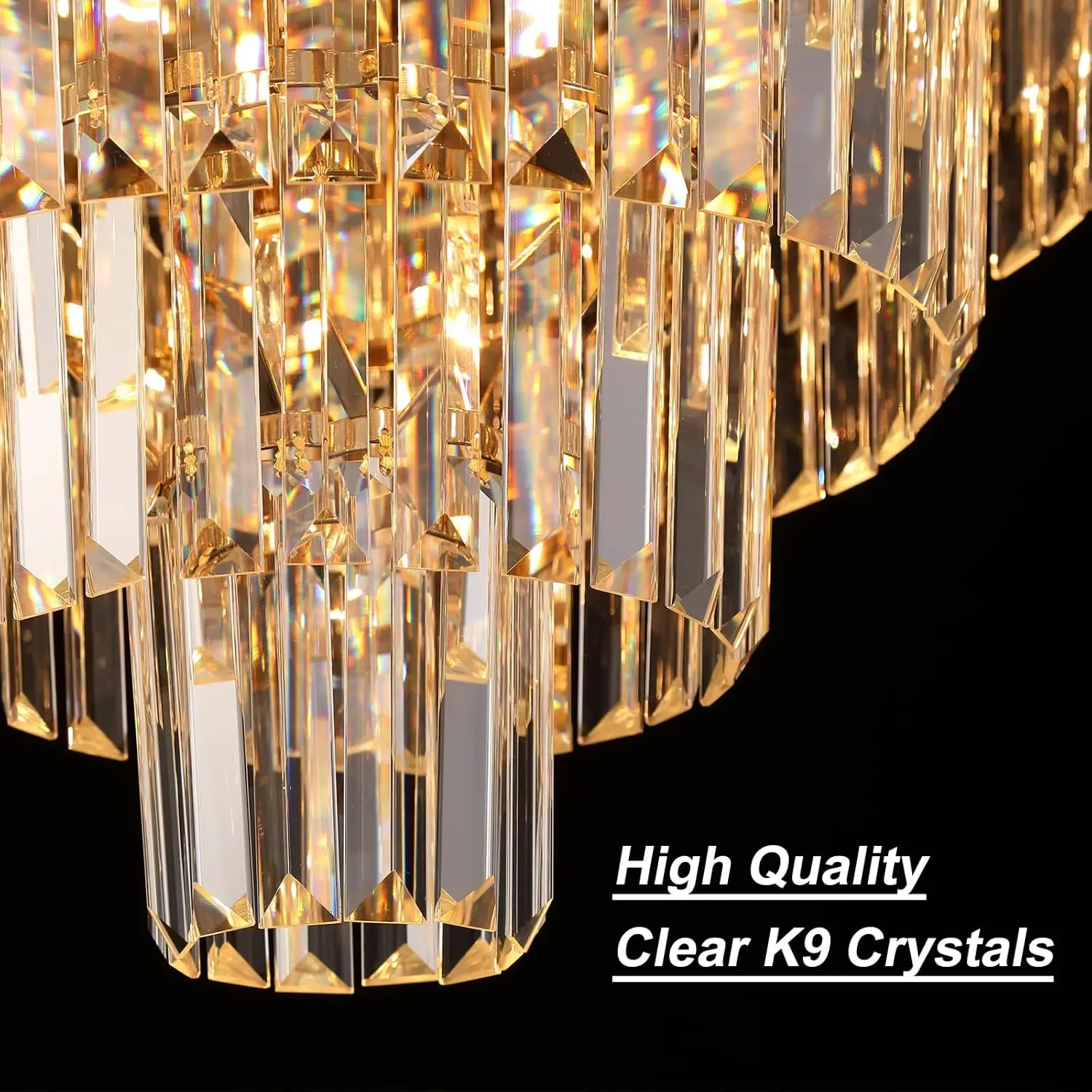 Modern Crystal Chandelier Gold Chandeliers for Dining Living Room Entryway Raindrop Hanging Lighting Fixture for Foyer