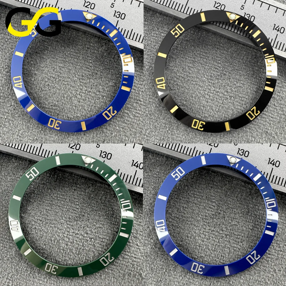 38mm * 30,7mm/38,5mm * 31mm Keramik-Lünette SUB Hochwertige Uhrenteile Zubehör Abgeschrägte Blaue Leuchtmasse – Detail 1