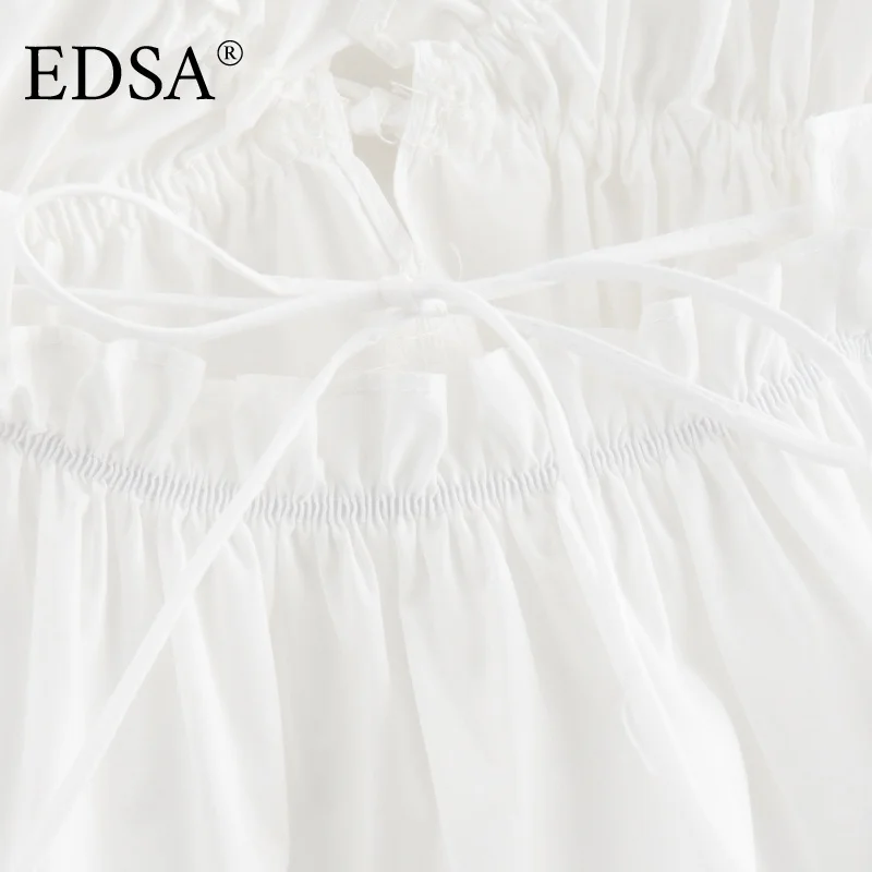 EDSA بلوزة نسائية صيفية جديدة بدون أكمام بفيونكة من قماش البوبلين ملابس الشارع سترة بدون أكمام قطع علوية قصيرة أنيقة للسيدات #5