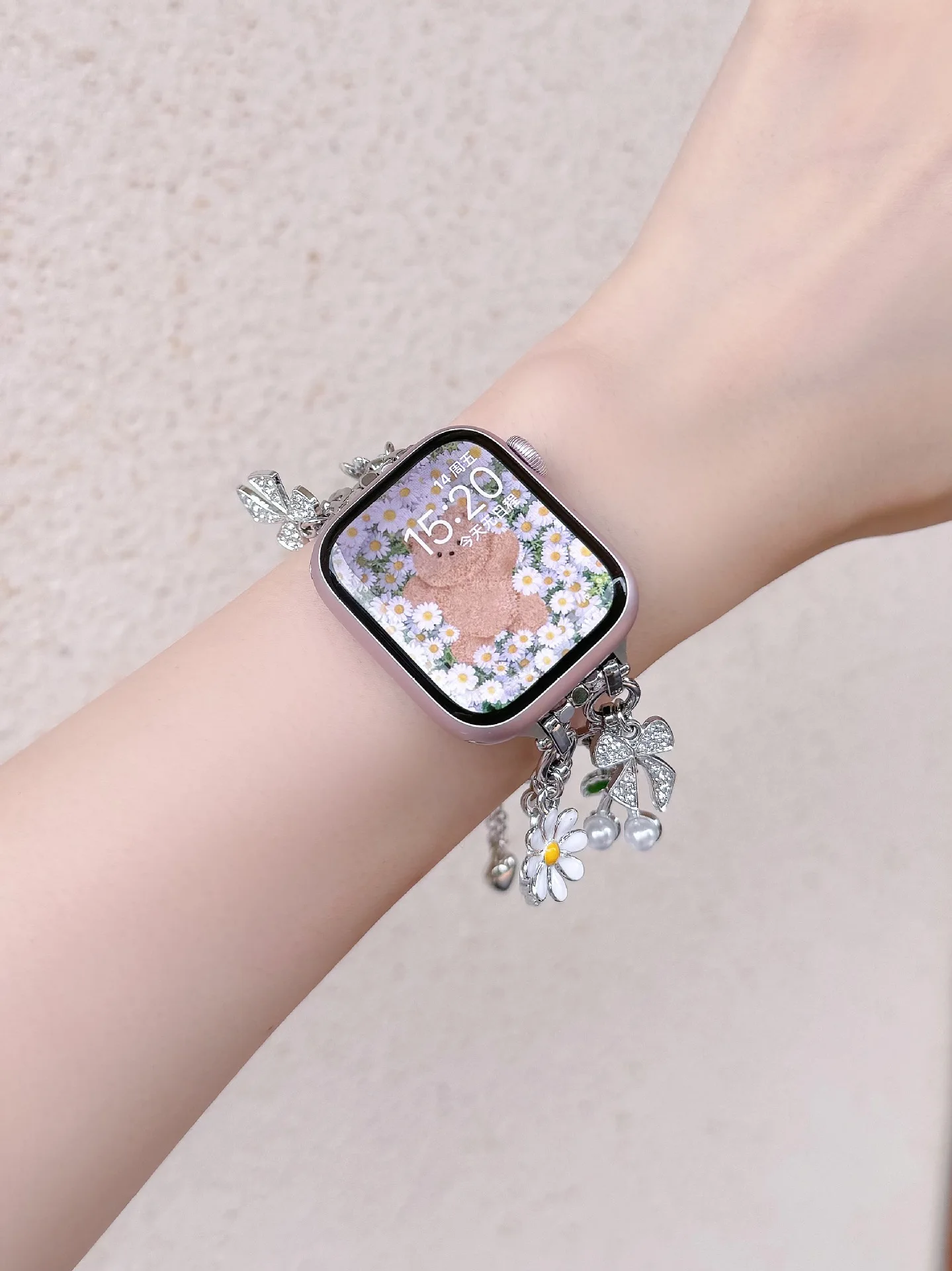 Ювелирный ремешок для Apple Watch S10 46 мм 42 41 45 44 38 40 49 мм Женский браслет с металлическими звеньями для iWatch Series 9 Ultra 8 7 6 5 4 SE