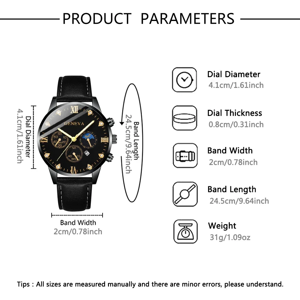 1pc men's casual fashion watch+4pc accessory texture strap for daily matching, a good choice for gift giving
