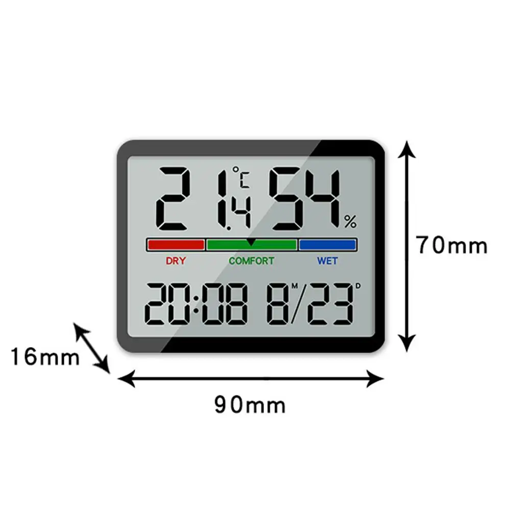 Medidor de temperatura y humedad Digital ultrafino, diseño magnético, pantalla grande, despertador electrónico, termómetro Digital