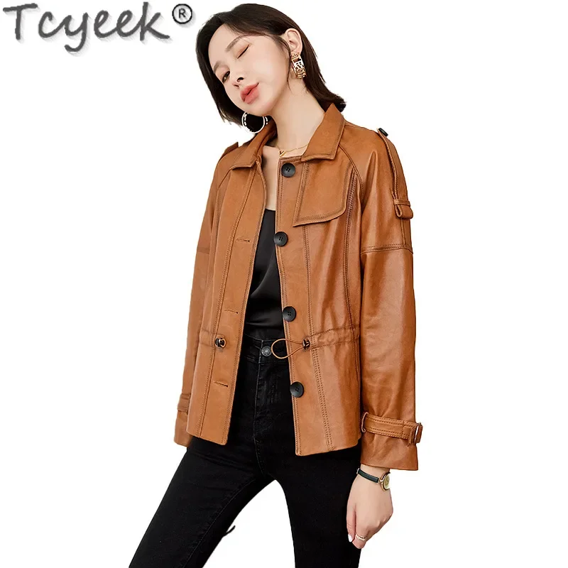 Tcyeek Genuine Leather Jacket Women Real Sheepskin Leather Coat Women's Motocycle Jackets Spring Autumn Clothes Jaqueta De Couro