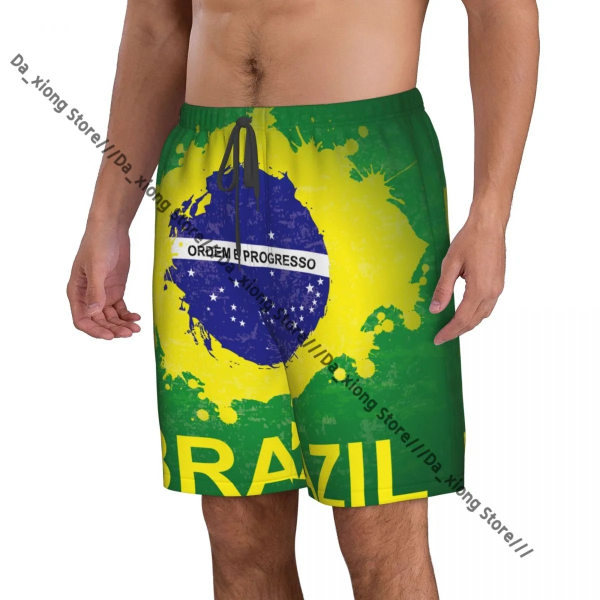 Man Swimwear Brazil Abstract Map Swim Shorts Trunks Beach Board Shorts Swimming Swimsuits