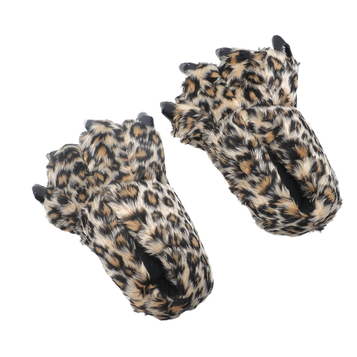 1Pair of Adorable Polar Slippers Animal Claw Boots Cosplay Shoes Non-slip Winter House Indoor Slippers(Black)