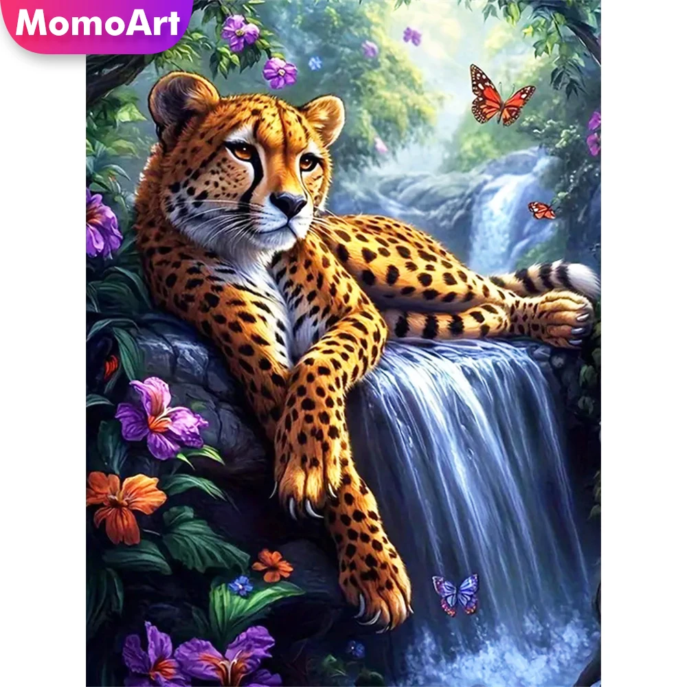 Momoart Leopard Diamant Mosaik Tier DIY Stickerei Acryl Handwerk Liefert Malerei Fluss Bild Strass Kind Geschenk