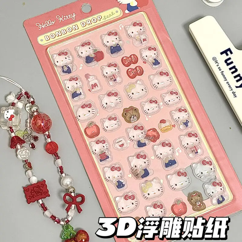 Kawaii sanrio cinnamoroll olá kitty adesivos bonito dos desenhos animados minha melodia 3d copo móvel decoração criativa adesivo presente do amigo