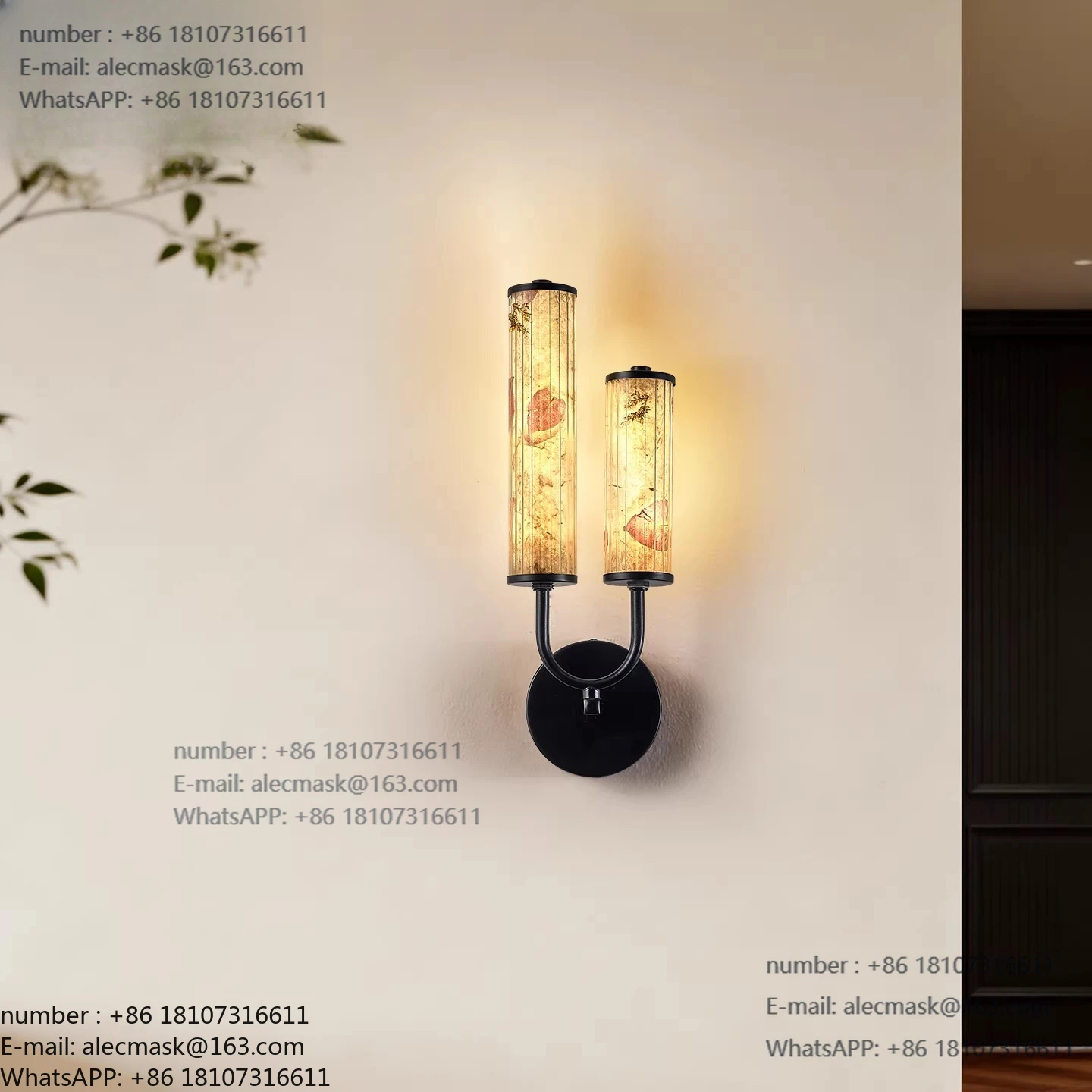 

New Chinese style wall lamp Chinese style rice paper Bedroom bedside living room background