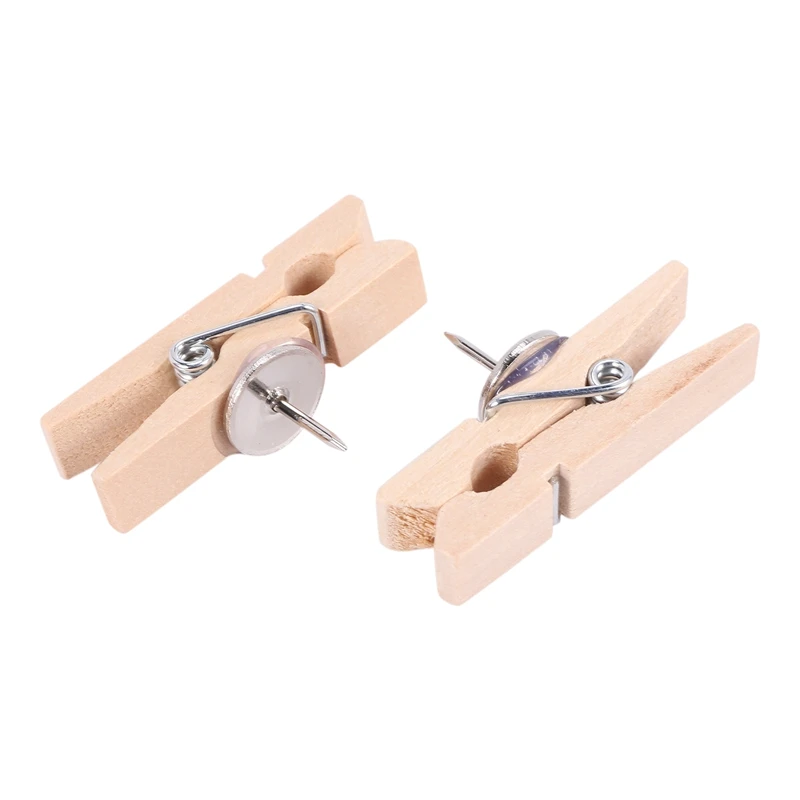 

Push Pins With Wooden Clips 50Pcs Thumbtacks Pushpins Creative Paper Clips Clothespins For Cork Board And Photo Wall Offices Hom