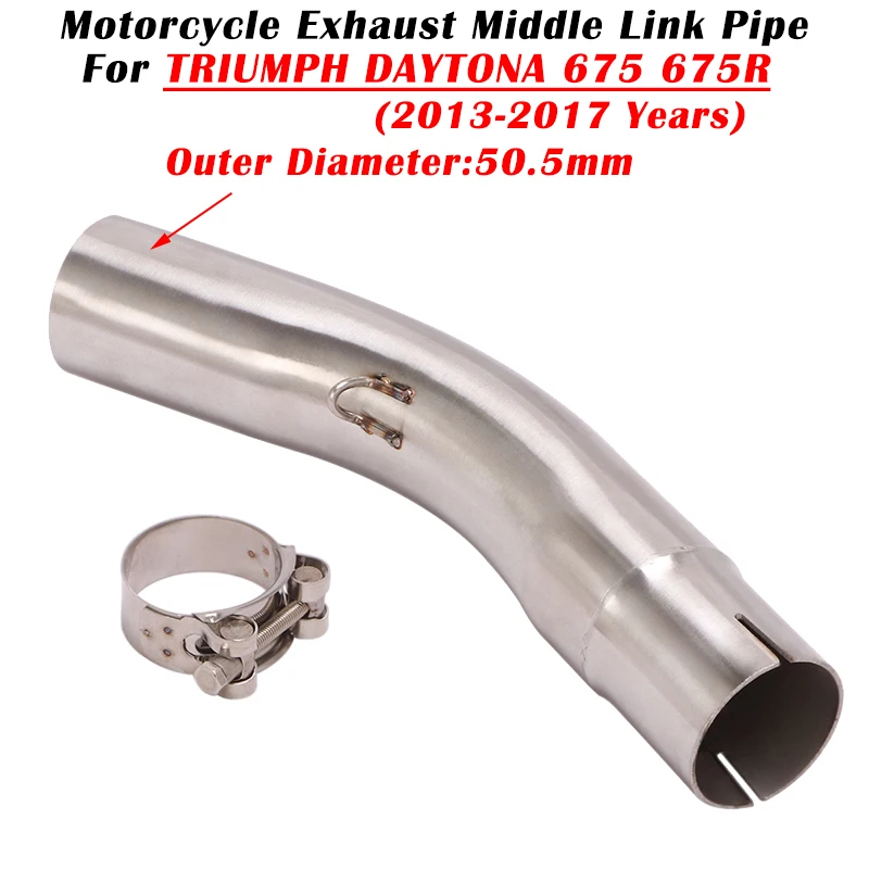 

Slip On For TRIUMPH DAYTONA 675 R 675R 2013 2014 2015 2016 2017 Motorcycle Exhaust Escape Modified Muffler 51mm Middle Link Pipe
