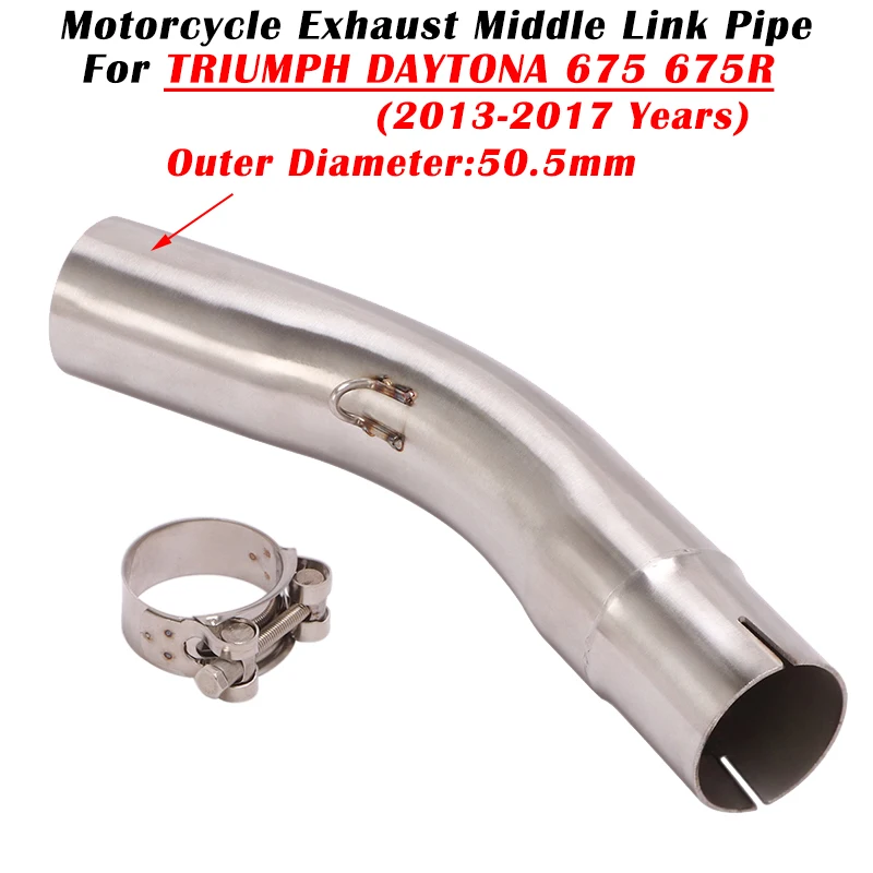 Slip On For TRIUMPH DAYTONA 675 R 675R 2013 2014 2015 2016 2017 Motorcycle Exhaust Escape Modified Muffler 51mm Middle Link Pipe