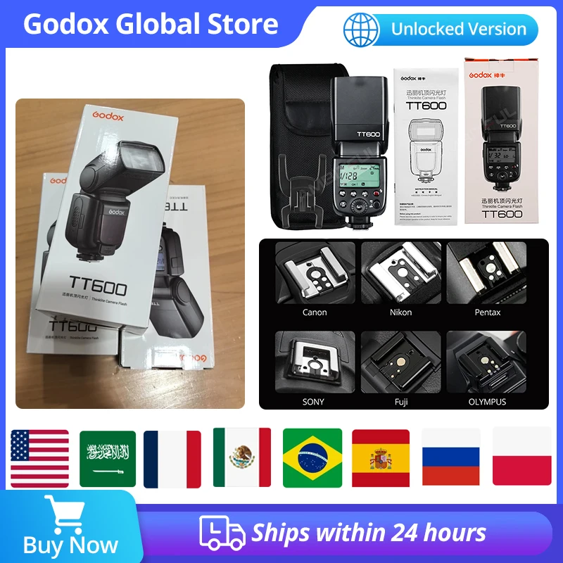 Godox 2.4G نظام X لاسلكي TT600 GN60 Master/Slave كاميرا فلاش Speedlite لكانون نيكون سوني بنتاكس أوليمبوس فوجي لوميكس