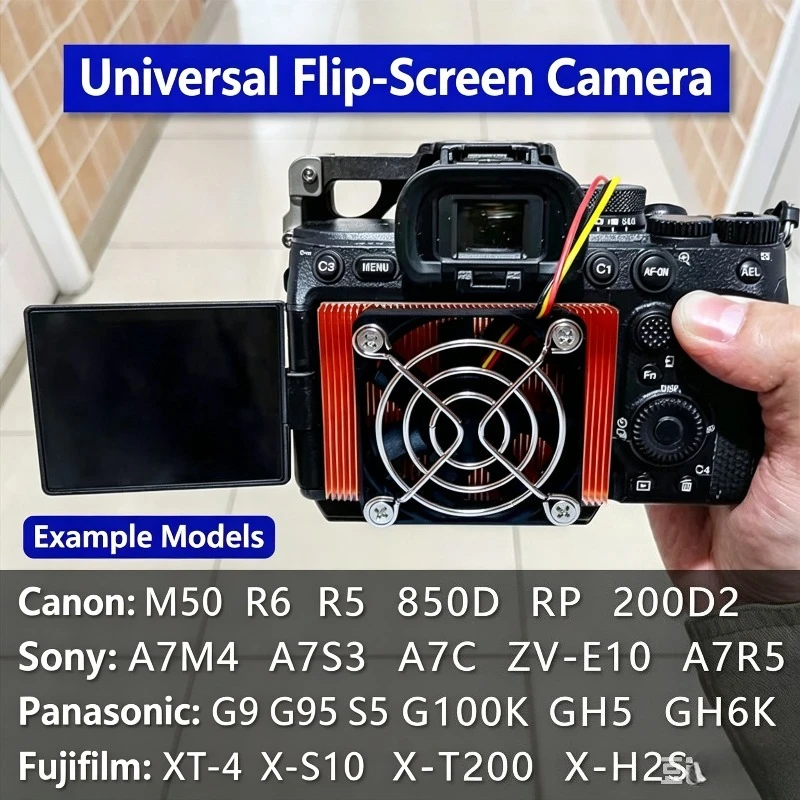 5*7cm Camera Cooling Fan Universal Flip‑Side Heat Sink for Sony Canon Nikon DSLR Live Streaming