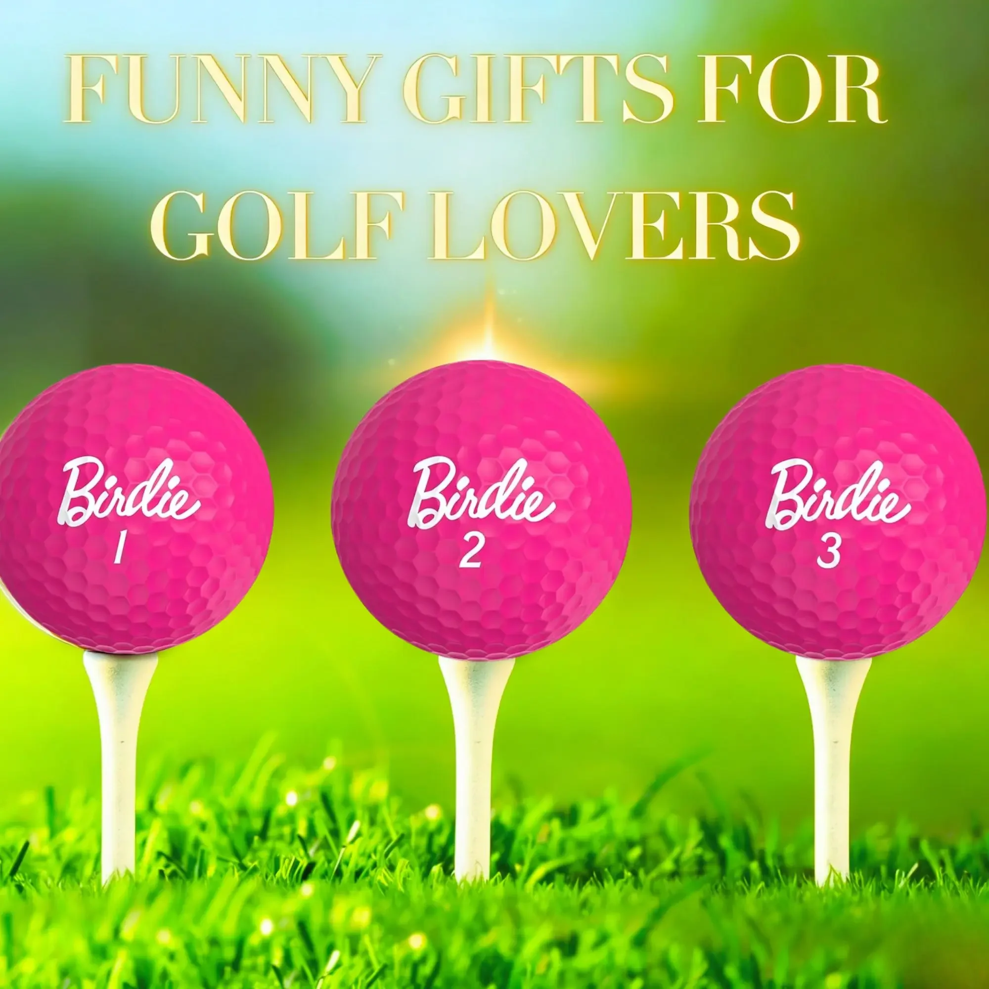 Novelty Golf Gifts for Men Unique, 3 pcs Pink Golf Balls with Gift Box, Cool Accessories for Golfers, Golf Lovers