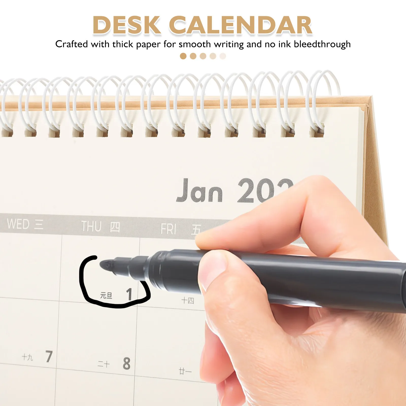 1Set Minimalist Desk Calendar 2025 2026 Horizontal Monthly Planner October 2025 December 2026 Large Note Space Desktop Office
