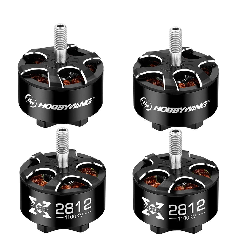 4 pcs HOBBYWING Xrotor 2807/2812 900/ 1100/1300KV 4-6S 1500KV 4-5S / 1700KV 3-4S Black Brushless Motors for FPV Racing Drone