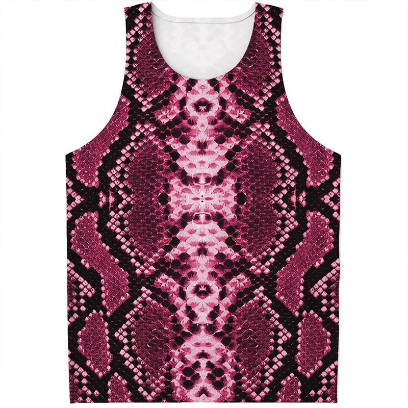 Snake Skin 3D Print Tank Tops Men\'s Fashion Streetwear Oversized Sleeveless Tank Top Bodybuilding Fitness Gym Vest Man Clothing