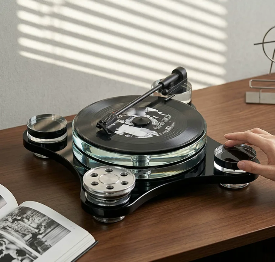 Light luxury retro crystal vinyl record player suspension ornament