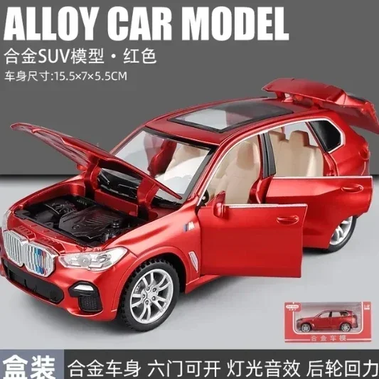 1:32 BMW X5 SUV Alloy Car Model Diecasts & Toy Vehicles Metal Toy Car Model Simulation Sound and Light Collection Gift